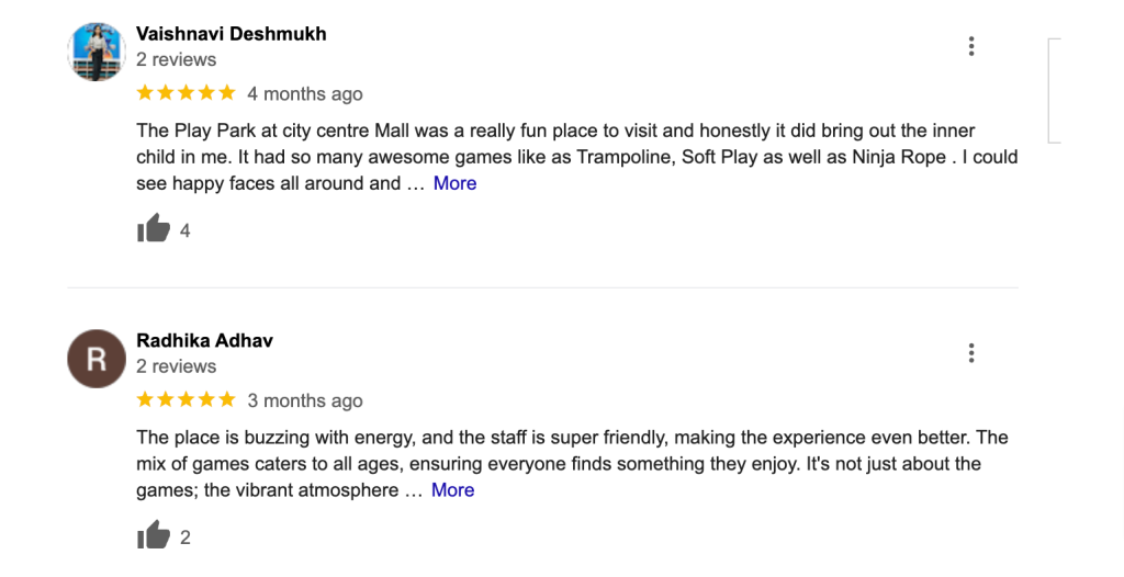 Review by people on google review 2