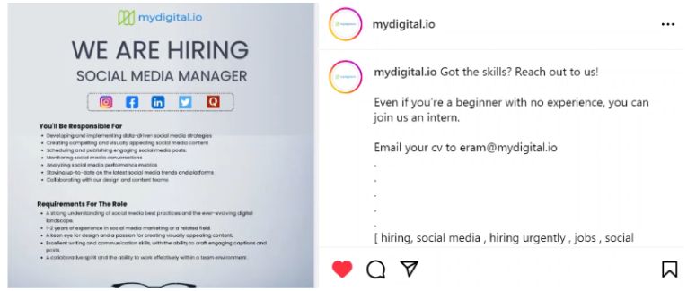 MyDigital.io- Social Media Manager role